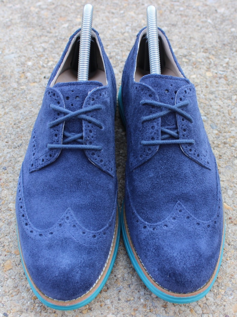 Cole Haan Women's Lunargrand Wingtip Blue Suede Oxfords Sz 9.5